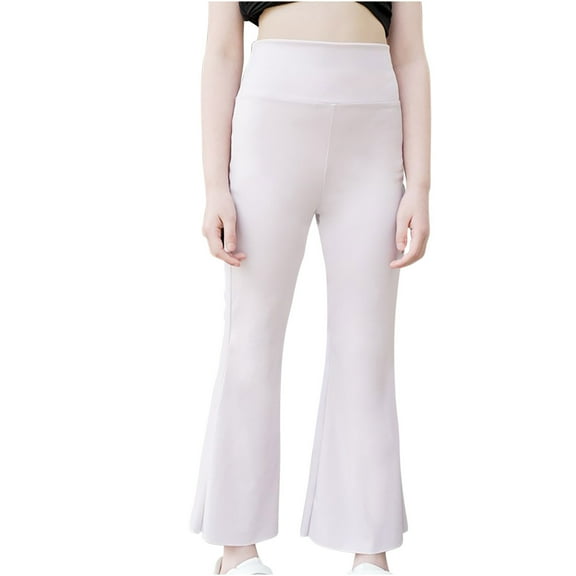 Girl's Flare Leggings High Waisted Yoga Pants Boot Cut Dance Casual Pants Activewear Kids Bell-Bottom Pants Girl's Paper Bag Waist Pants Purple 150