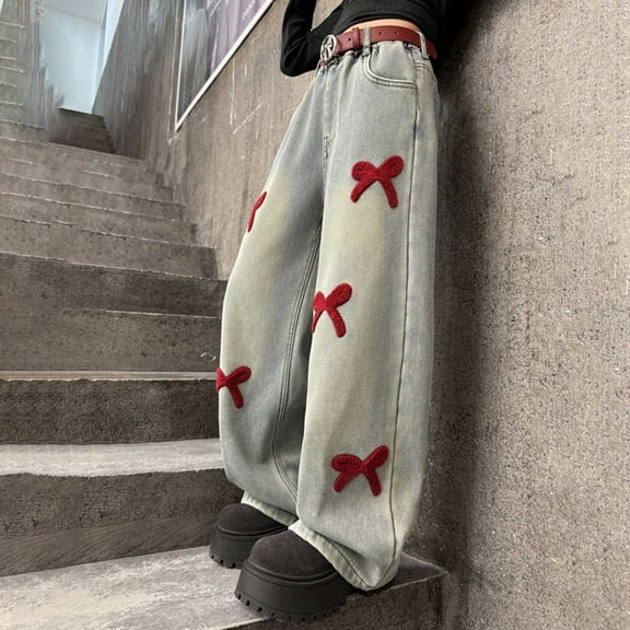 Girl's Flared Jeans Wide Leg Elastic High Waist Vintage Cute Bell Bottom Denim Pants Teenager Y2K School Trouser Kids Jeans Girls