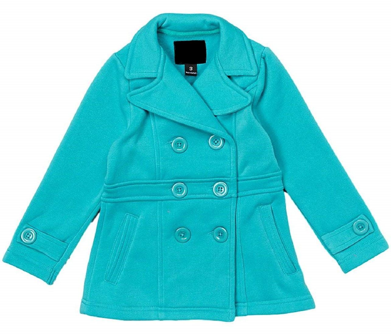 Girl's Fleece Double Breasted Button Polyester Solid Winter Pea Coat Jacket - image 1 of 1