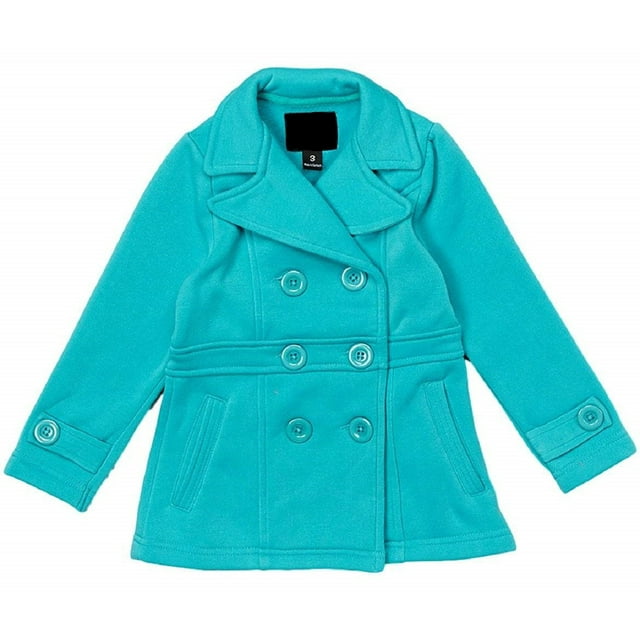 Girl's Fleece Double Breasted Button Polyester Solid Winter Pea Coat Jacket