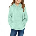 thumbnail image 1 of Girl's Fleece Hoodie Soft Sweatshirt Plain Hoody Kids Cute Pullovers Top Winter Clothes Fluffy Fuzzy Hooded Sweatshirts Winter Warm Fleece Pullover Tops with Pocket, 1 of 6