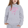 thumbnail image 1 of Girl's Fleece Lined Hooded Sweatshirt, Letter Print Long Sleeve Pullover With Kangaroo Pockets Soft Comfy Tops Fall Winter Clothes - Grey,6-7 Years, 1 of 5