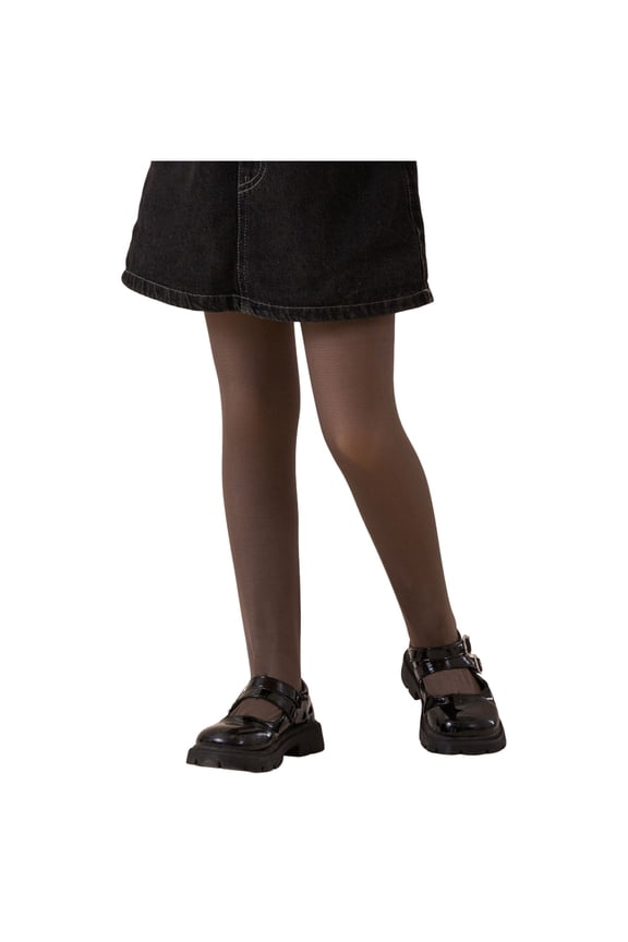 Girl's Fleece Lined Tights High Waist Thermal Tights Winter Thick Leggings Pantyhose Translucent Pants for School Dress Brown 9-12 Years