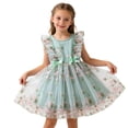 thumbnail image 1 of Girl's Floral Embroidered Tulle Dress with Ruffled Sleeves for Birthday Party Flower Girl,Size 6-7 T, 1 of 8
