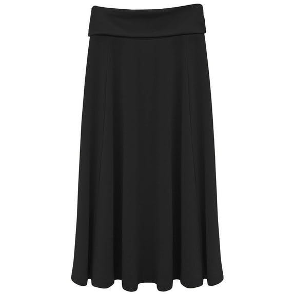 Girl's Fold Over Waist Stretch Knit Long Skirt