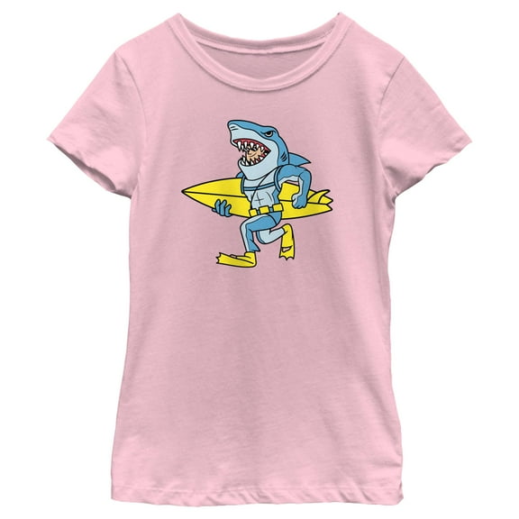 Girl's Fortnite Agent Jones Surfer Shark Graphic Tee Light Pink Medium
