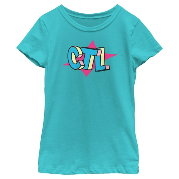 Girl's Fortnite CTL Retro Logo  Graphic Tee Tahiti Blue Medium