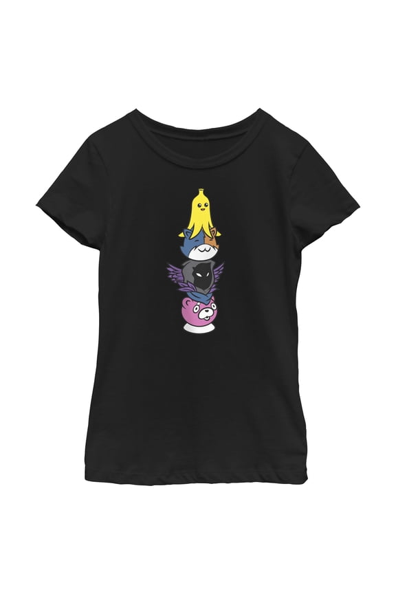 Girl's Fortnite Character Stack Graphic Tee Black Medium