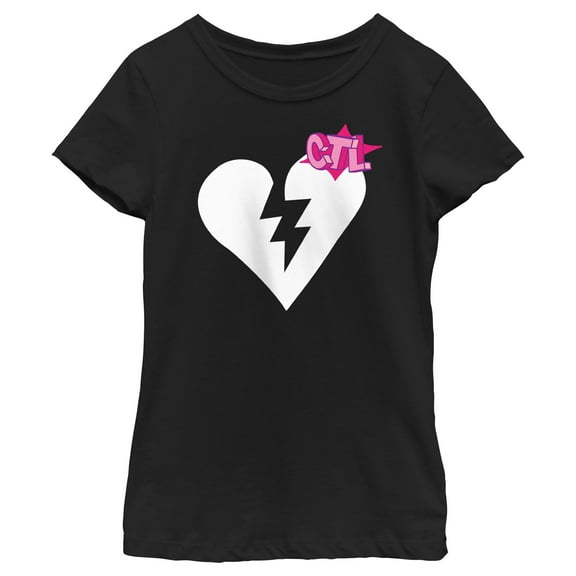 Girl's Fortnite Cuddle Team Leader Broken Heart Graphic Tee Black Large