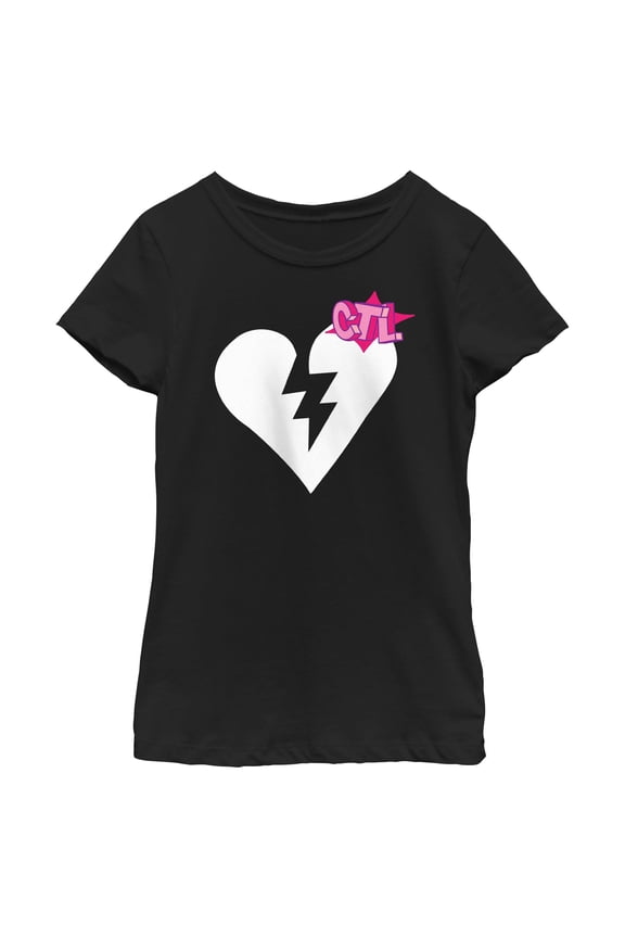 Girl's Fortnite Cuddle Team Leader Broken Heart Graphic Tee Black Large