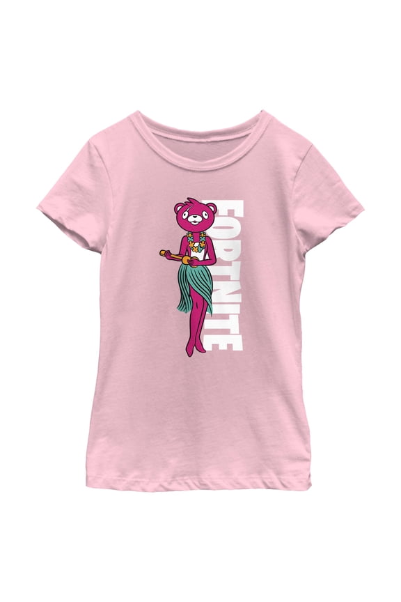 Girl's Fortnite Cuddle Team Leader Hula Dance Graphic Tee Light Pink Large