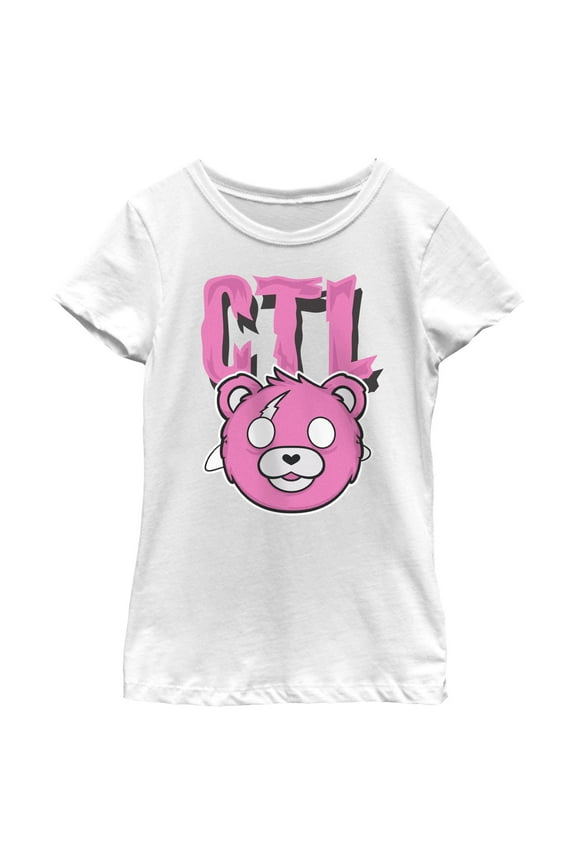Girl's Fortnite Cuddle Team Leader Large Logo Graphic Tee White Large