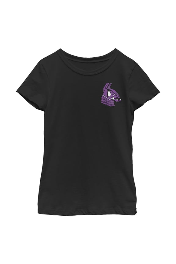 Girl's Fortnite Llama Pinatas Pocket Logo Graphic Tee Black Medium
