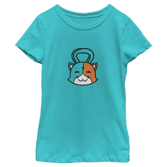 Girl's Fortnite Meowscles Dumbbell Graphic Tee Tahiti Blue X Large