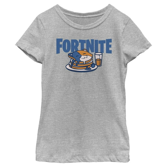Girl's Fortnite Meowscles Pancakes Graphic Tee Athletic Heather Medium
