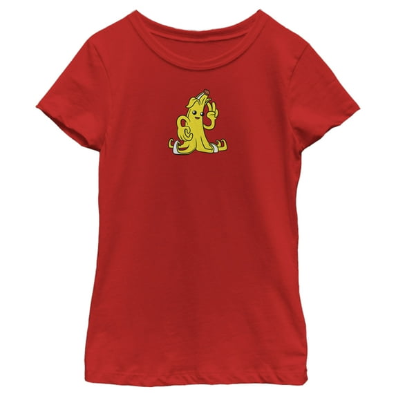 Girl's Fortnite Peely Peace Sign Graphic Tee Red Medium