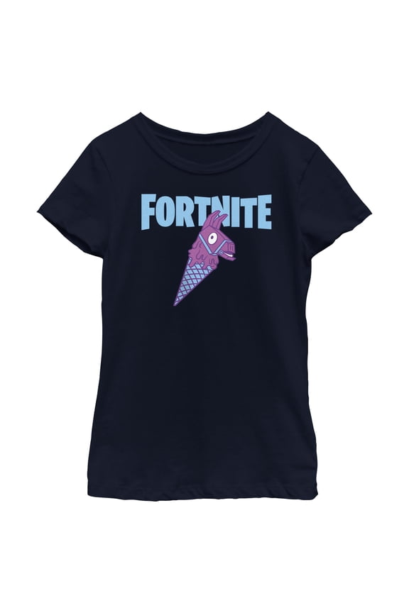 Girl's Fortnite Rainbow Smash Cone Logo Graphic Tee Navy Blue X Large