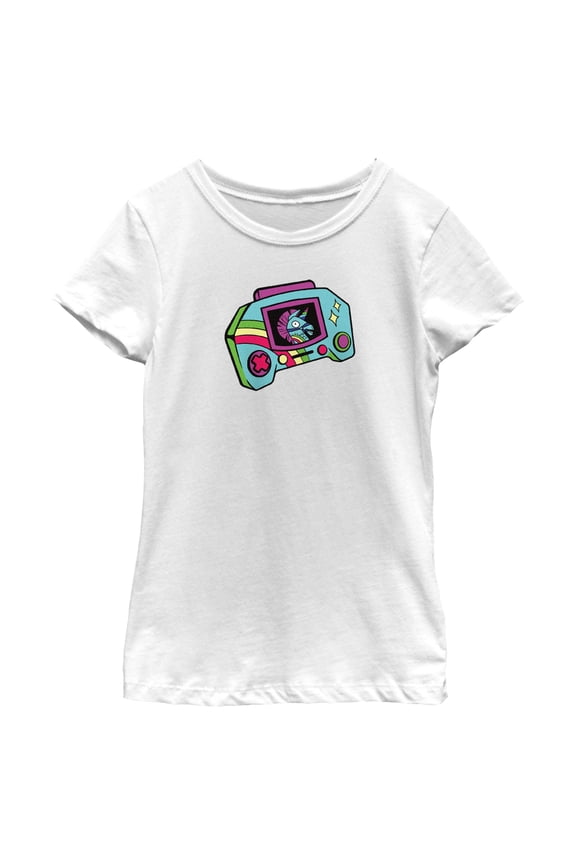 Girl's Fortnite Rainbow Smash Console Graphic Tee White X Large
