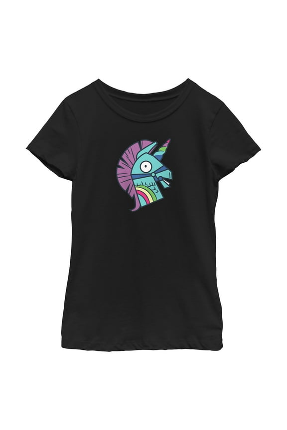 Girl's Fortnite Rainbow Smash Large Graphic Tee Black X Large
