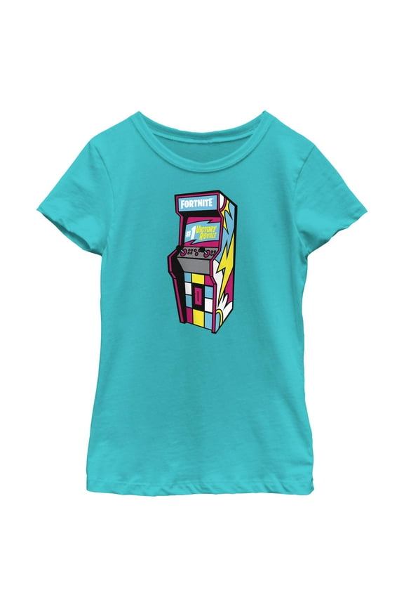 Girl's Fortnite Retro #1 Victory Royale Arcade Graphic Tee Tahiti Blue Large