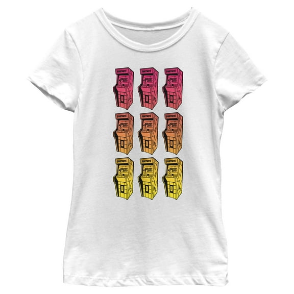 Girl's Fortnite Retro Arcade Stack  Graphic Tee White X Large