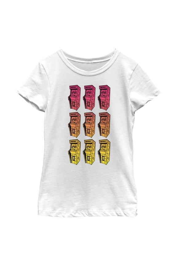Girl's Fortnite Retro Arcade Stack Graphic Tee White X Large
