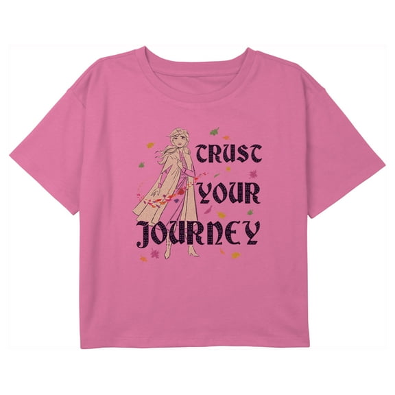 Girl's Frozen 2 Anna Trust Your Journey Graphic Cropped T-Shirt Light Pink Medium