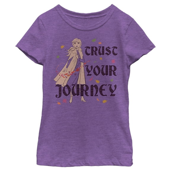 Girl's Frozen 2 Anna Trust Your Journey Pattern Fill  Graphic Tee Purple Berry Small