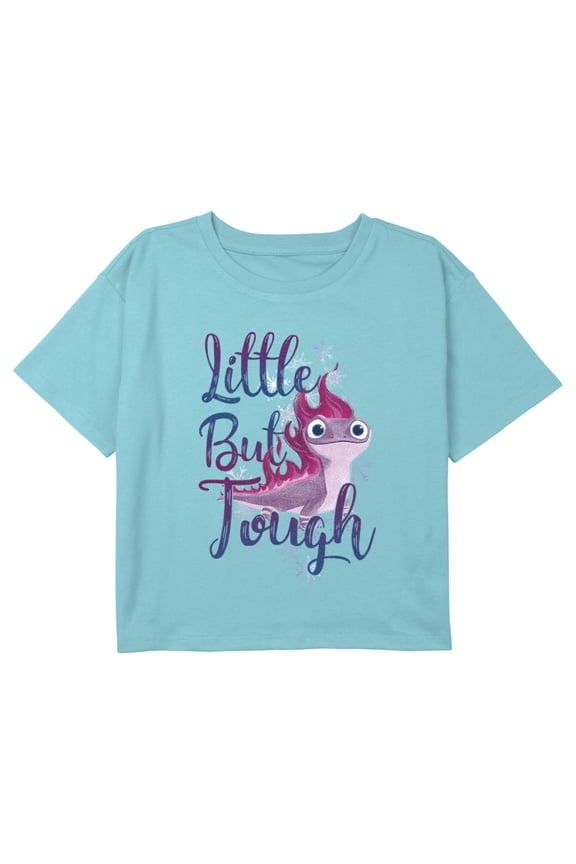 Girl's Frozen 2 Bruni Little But Tough Graphic Cropped T-Shirt Blue Large