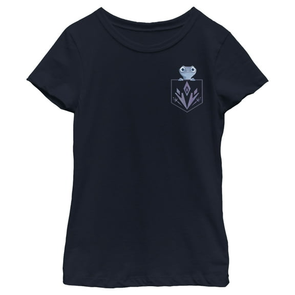 Girl's Frozen 2 Bruni Pocket Graphic Tee Navy Blue Large