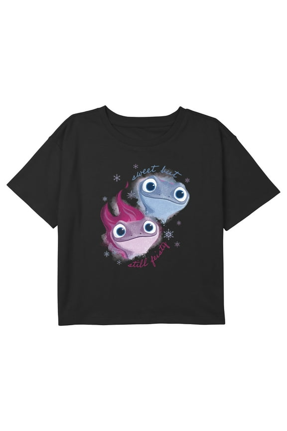 Girl's Frozen 2 Bruni Sweet but Still Feisty Graphic Cropped T-Shirt Black Small