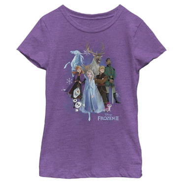 Girl's Frozen 2 Character Shot  Graphic Tee Purple Berry X Small