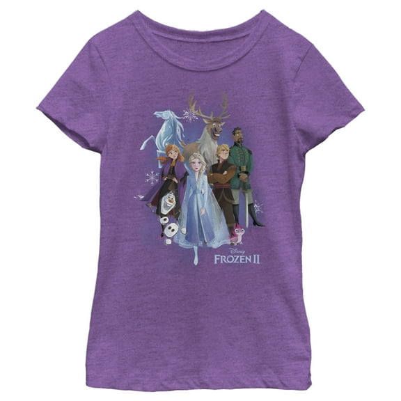Girl's Frozen 2 Character Shot  Graphic Tee Purple Berry X Small