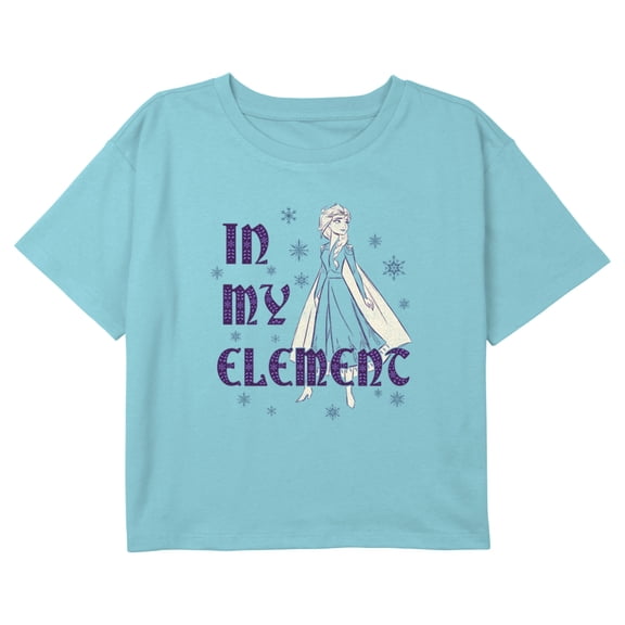 Girl's Frozen 2 Elsa In My Element Graphic Cropped T-Shirt Blue Small