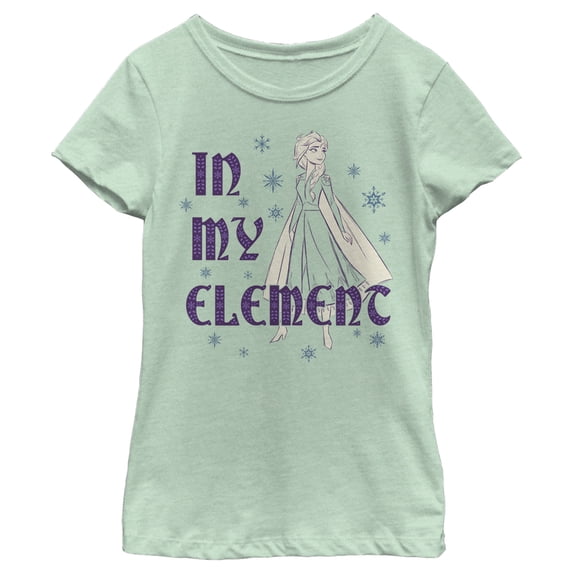 Girl's Frozen 2 Elsa In My Element Snowflakes Portrait Graphic Tee Mint Large