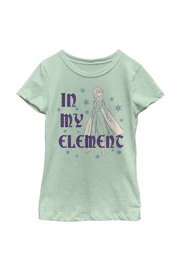 Girl's Frozen 2 Elsa In My Element Snowflakes Portrait Graphic Tee Mint Medium