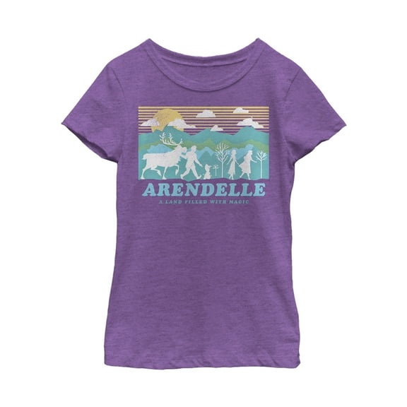 Girl's Frozen 2 Magical Traveler Silhouette  Graphic Tee Purple Berry Large