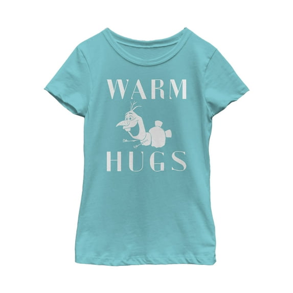 Girl's Frozen 2 Olaf Warm Hugs Graphic Tee Tahiti Blue Medium