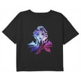 thumbnail image 1 of Girl's Frozen 2 Ombre Elsa Portrait Graphic Cropped T-Shirt Black Small, 1 of 3