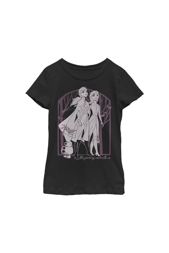 Girl's Frozen 2 Sister Forest Frame Graphic Tee Black X Large