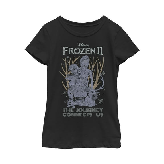Girl's Frozen 2 Vintage Journey Connects  Graphic Tee Black X Large