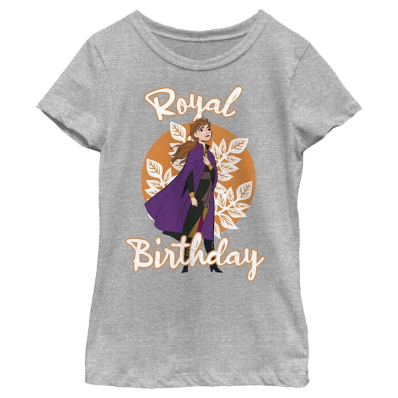 Girl's Frozen Anna Birthday Princess Graphic Tee Athletic Heather Large