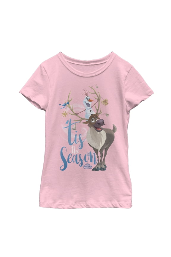 Girl's Frozen Christmas Olaf Season  Graphic Tee Light Pink Medium