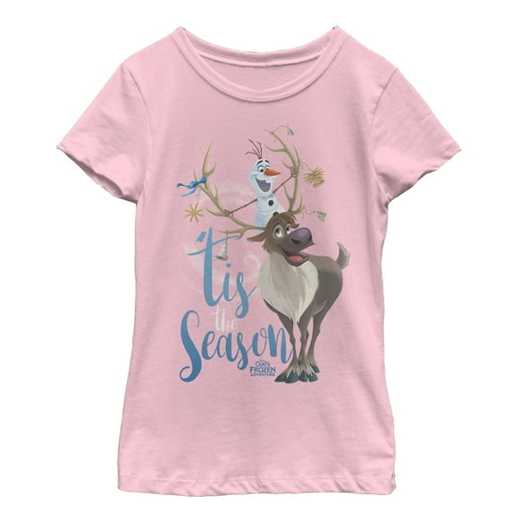 Girl's Frozen Christmas Olaf Season Graphic Tee Light Pink X Large