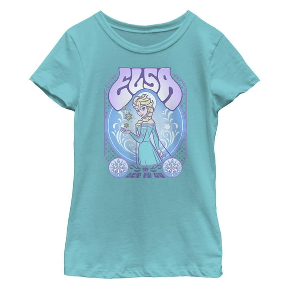 Girl's Frozen Elsa Let It Go Portrait  Graphic T-Shirt