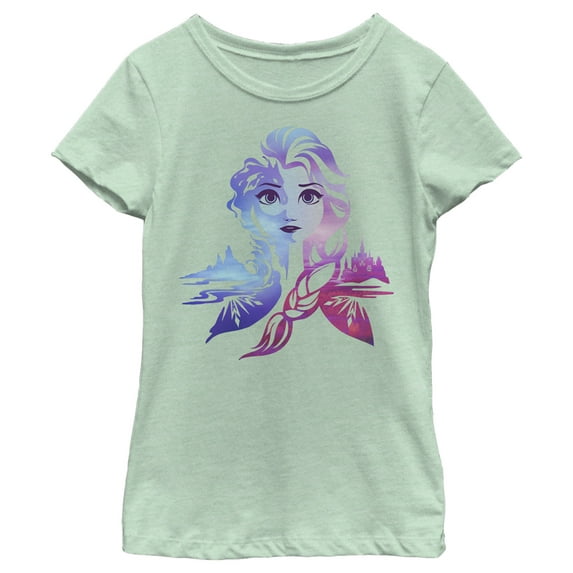 Girl's Frozen Ice Art Princess Elsa Graphic Tee Mint Medium