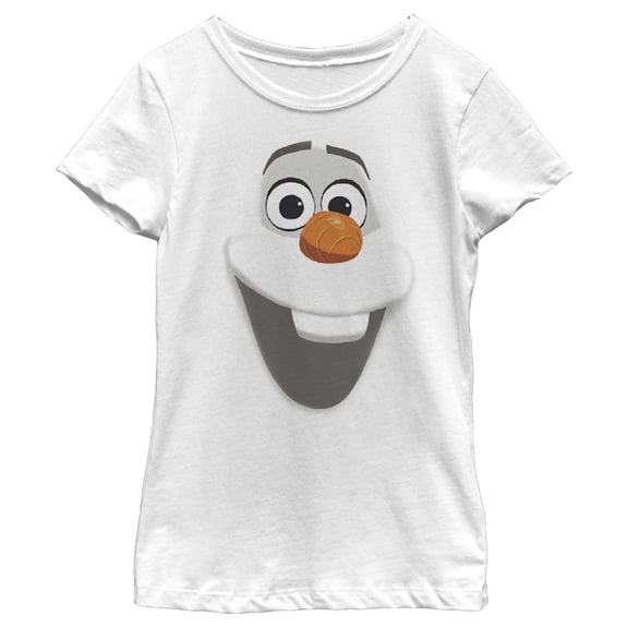 Girl's Frozen Olaf Face Graphic Tee White Large
