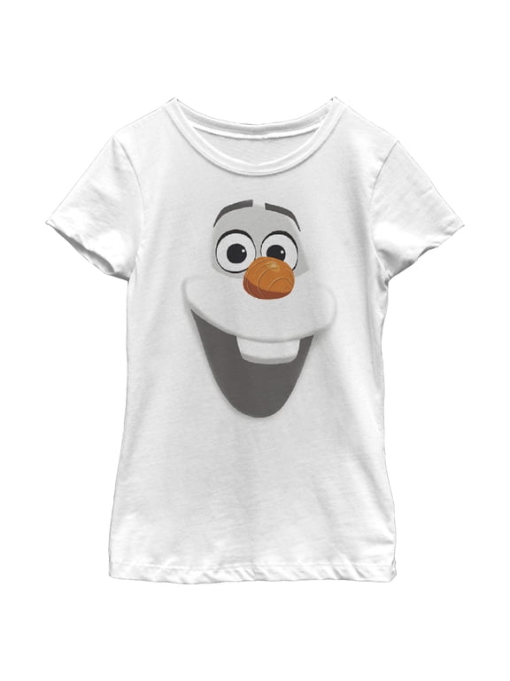Girl's Frozen Olaf Face Graphic Tee White Medium