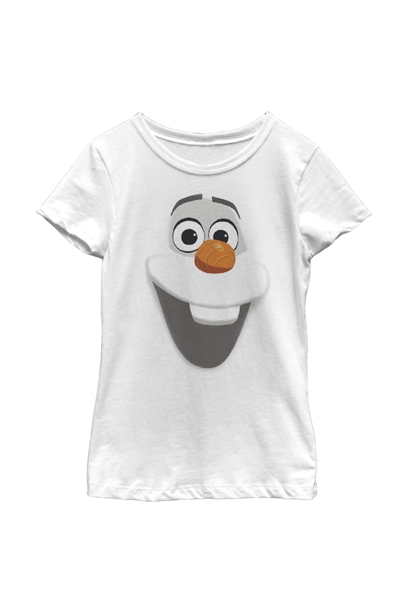 Girl's Frozen Olaf Face Graphic Tee White Medium