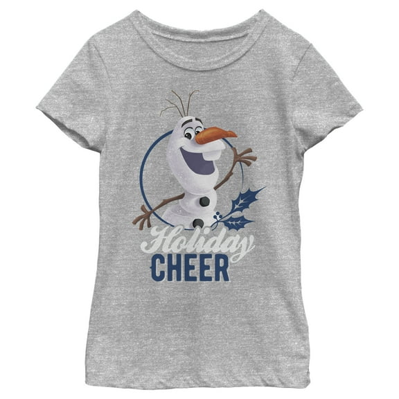 Girl's Frozen Olaf Holiday Cheer  Graphic Tee Athletic Heather X Large
